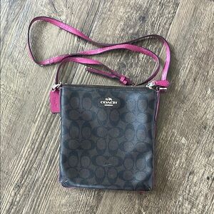 Coach Brown and Pink Crossbody Bag with Adjustable Strap